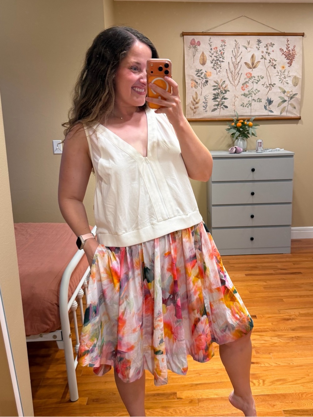 Anthropologie Daily Practice White Watercolor Mini Dress 3X - Picture 4 of 12